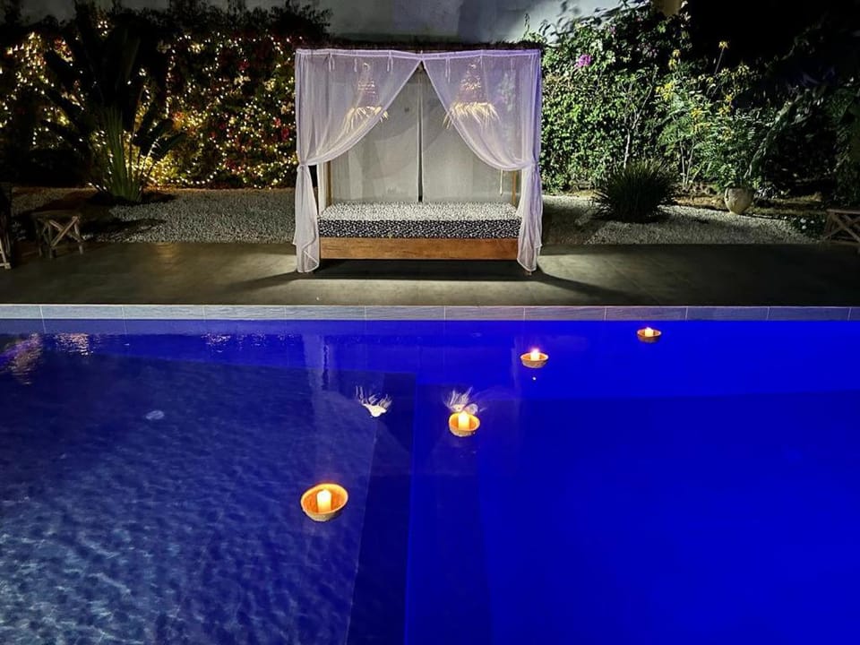 Night, Pool view, Swimming pool
