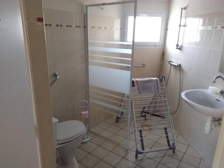 Shower, Toilet, Facility for disabled guests, washing machine