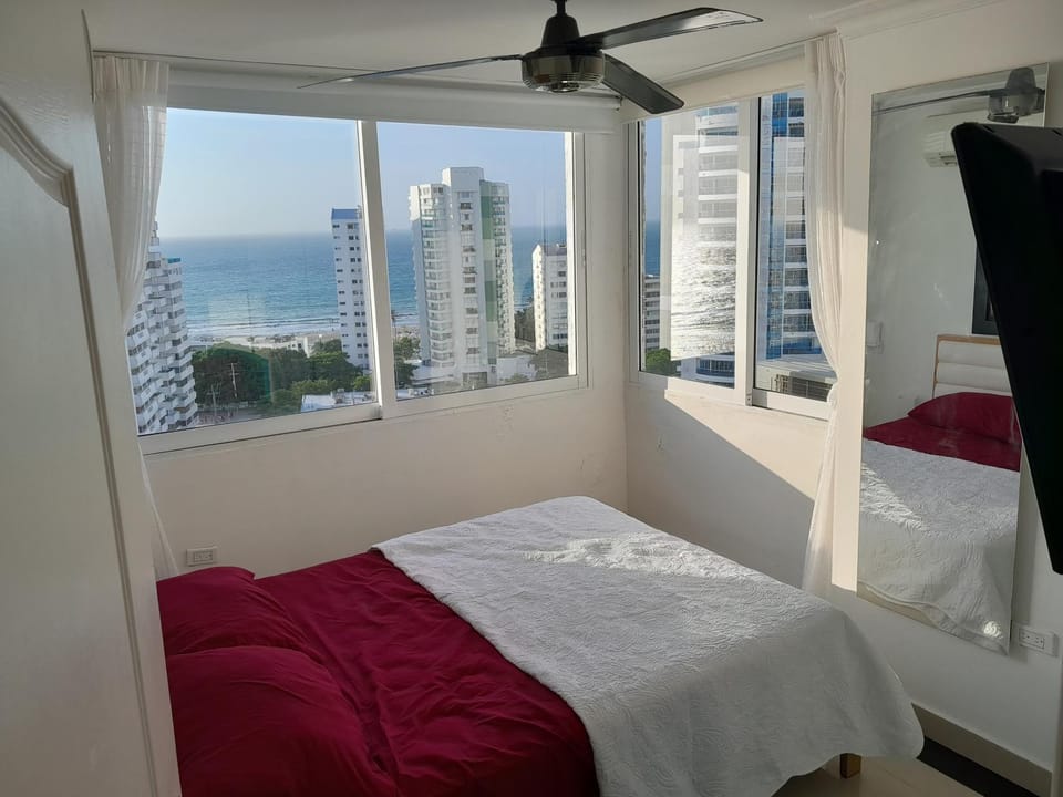 Bed, Bedroom, Sea view