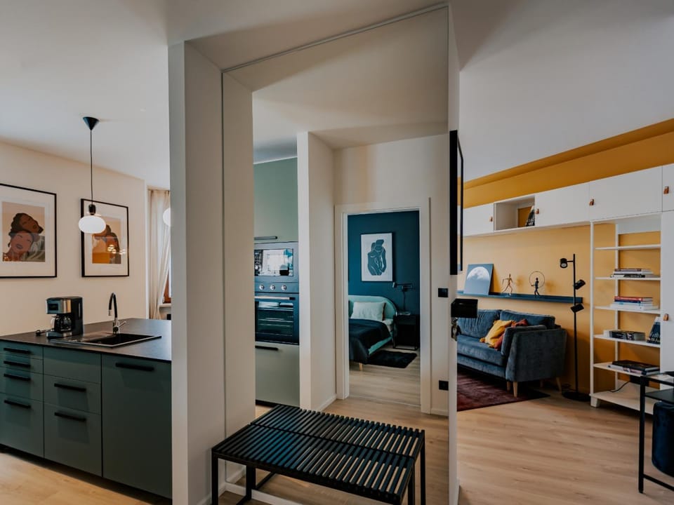 Kitchen or kitchenette, Living room, Seating area