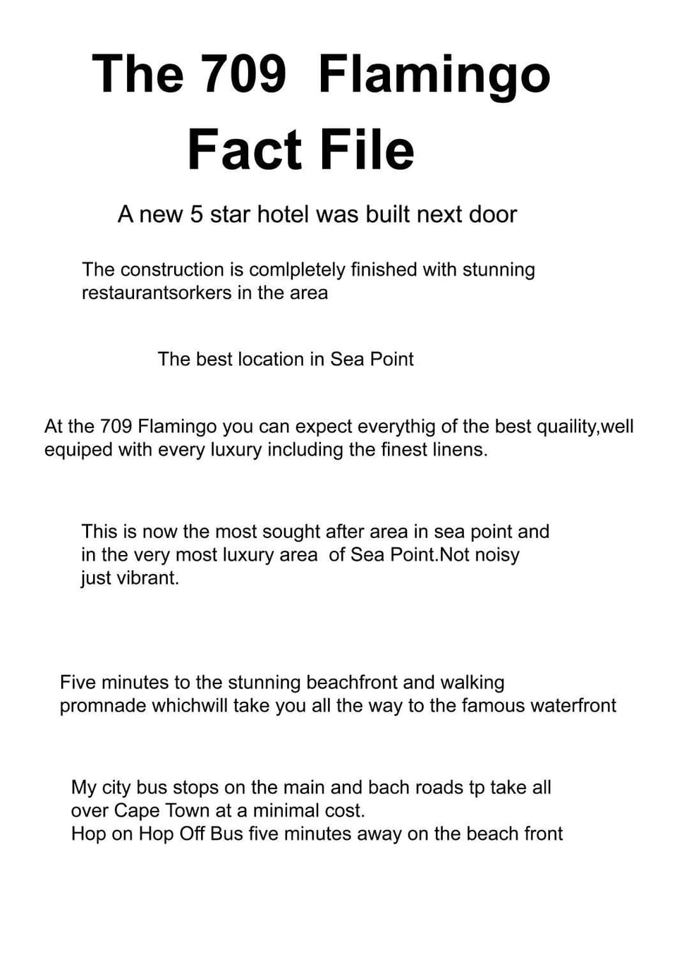 Flamingo luxury one bed room apartment in the heart of Sea Point Best location 24 7 security 5 mins to beach Book Now Apartment in Sea Point