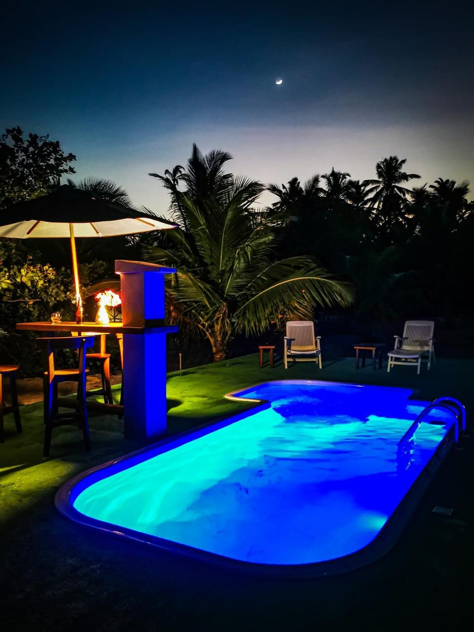 Night, Pool view, Swimming pool