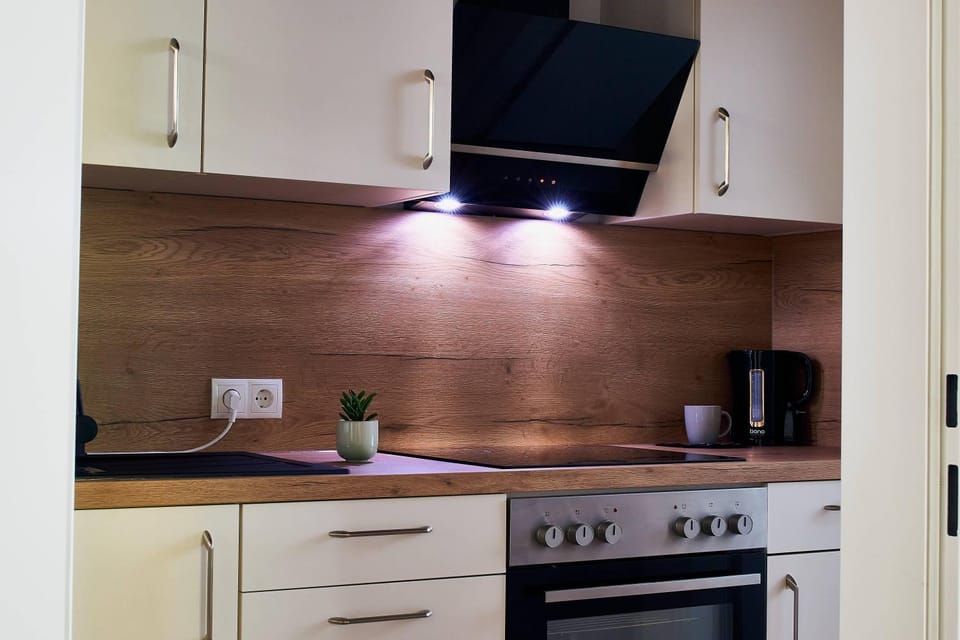 Kitchen or kitchenette, stove