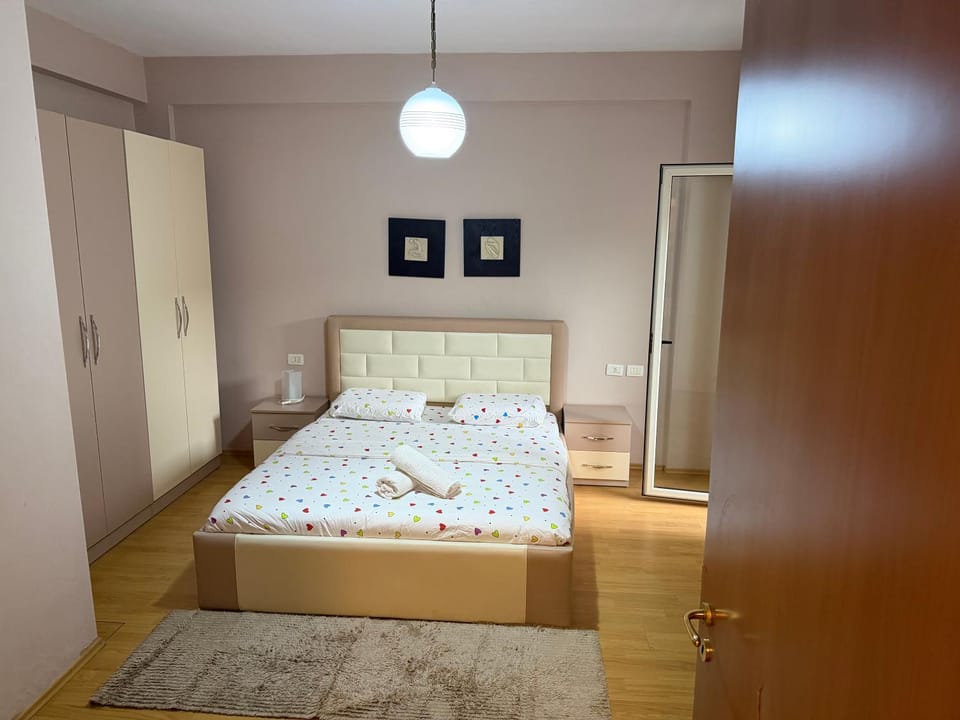 Bed, Photo of the whole room, Bedroom, towels, wardrobe