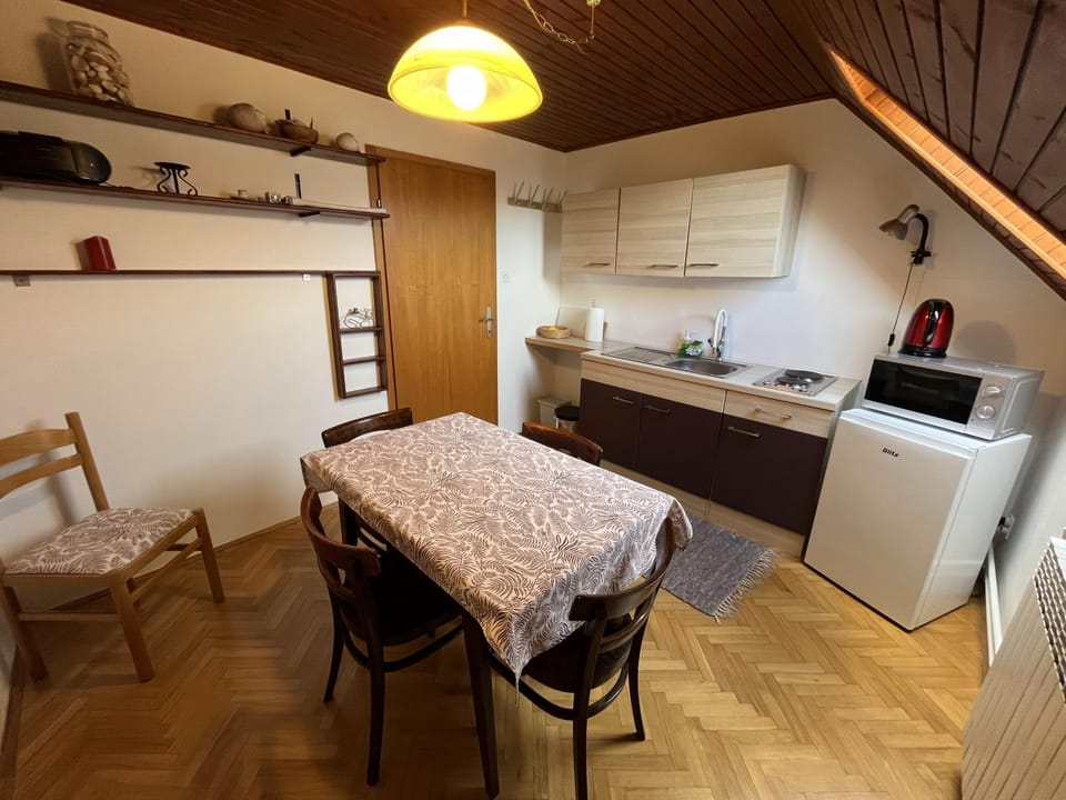 Kitchen or kitchenette, Dining area, stove