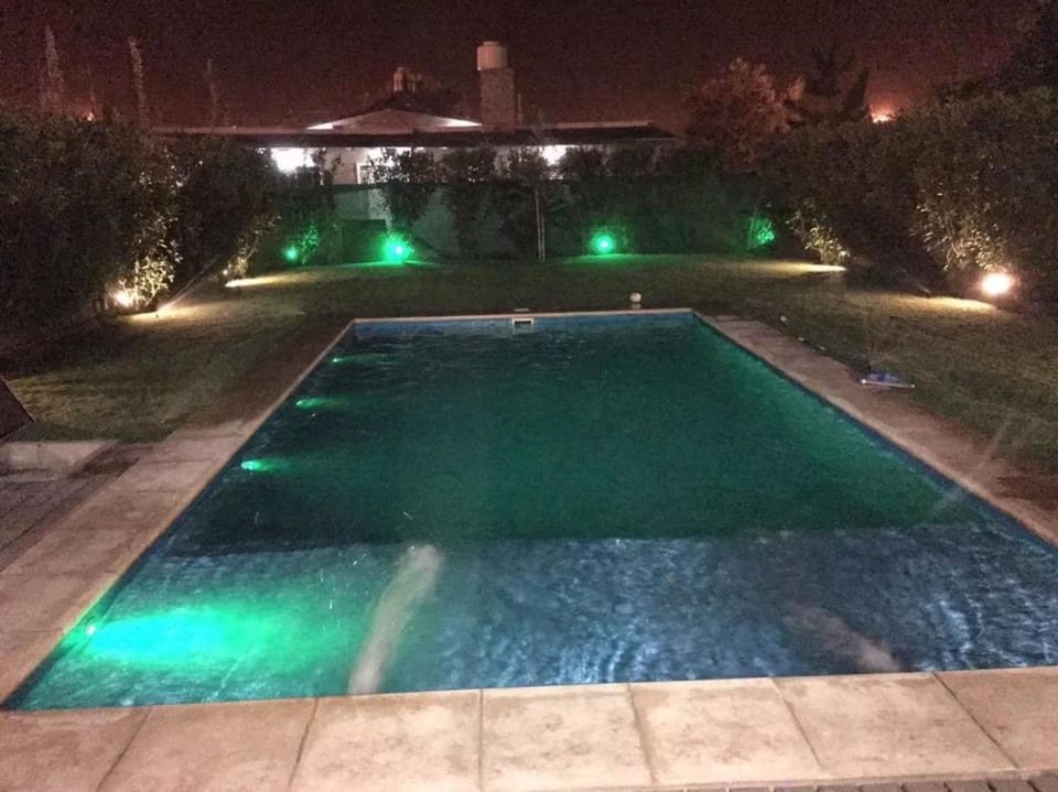 Night, Garden, Pool view, Swimming pool