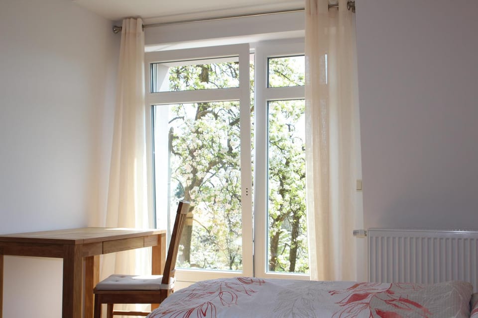 Bed, View (from property/room), Balcony/Terrace, Photo of the whole room, Business facilities, Bedroom, Garden view, heating, internet