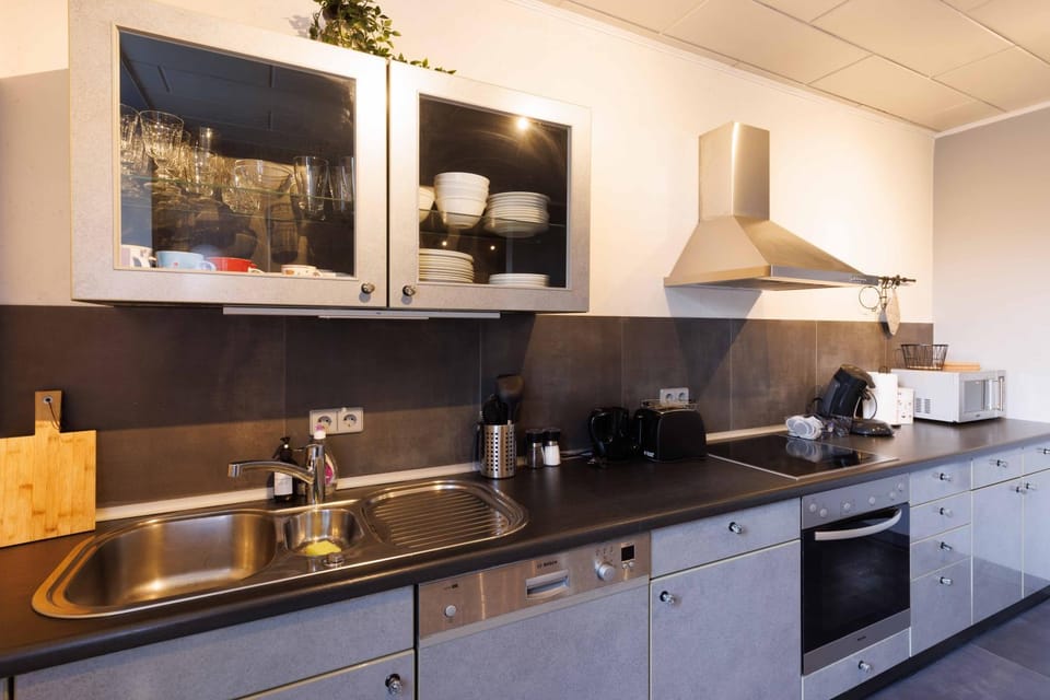 Coffee/tea facilities, Kitchen or kitchenette, dishwasher, stove, toaster