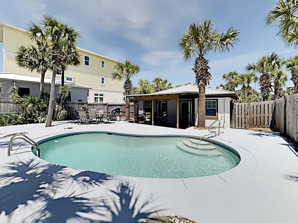Patio, Garden, Seating area, Swimming pool