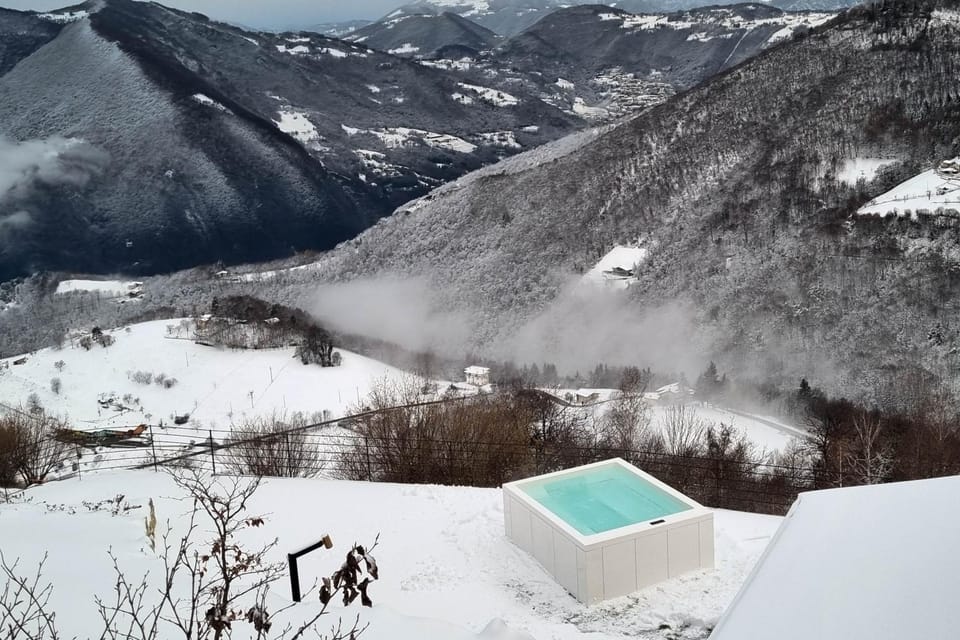 Property building, Winter, Pool view