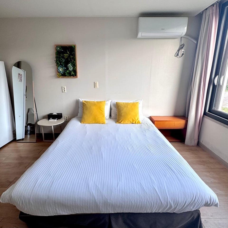 Bed, Photo of the whole room, Bedroom, air conditioner