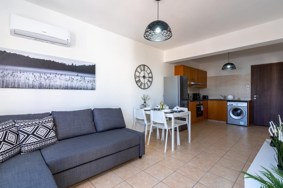 Kitchen or kitchenette, Living room, Seating area, Dining area, washing machine, air conditioner
