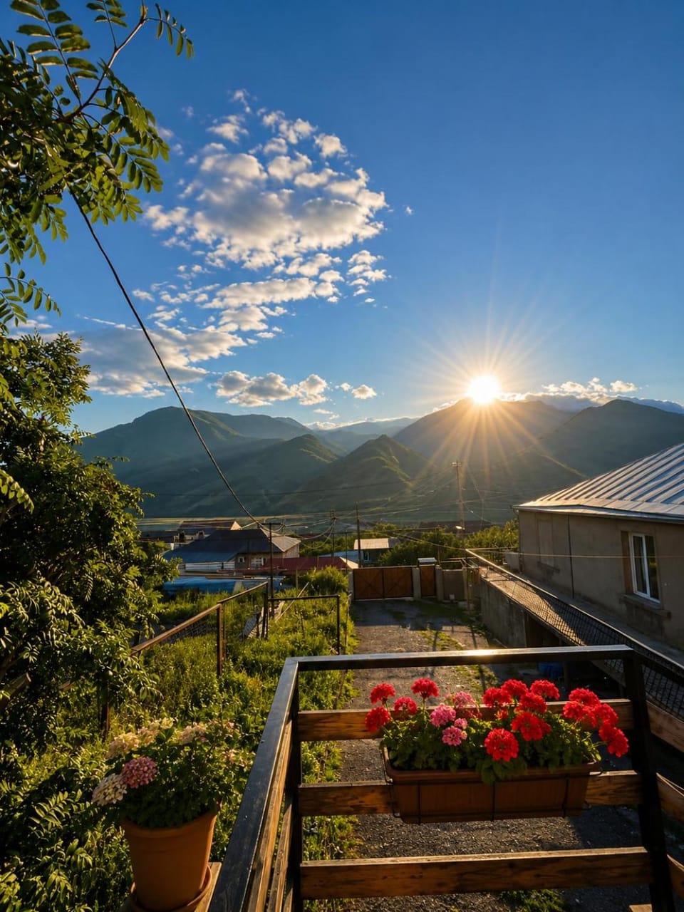 Spring, Day, Natural landscape, Garden, Mountain view, Sunrise, Sunset