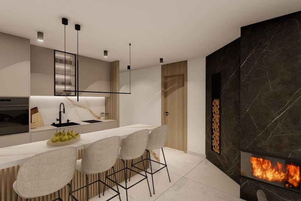 Kitchen or kitchenette, Dining area, flat iron, stove