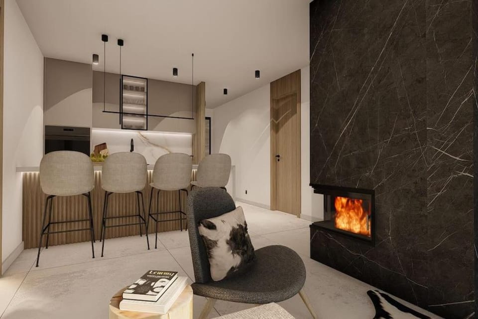Living room, Seating area, flat iron, kitchen