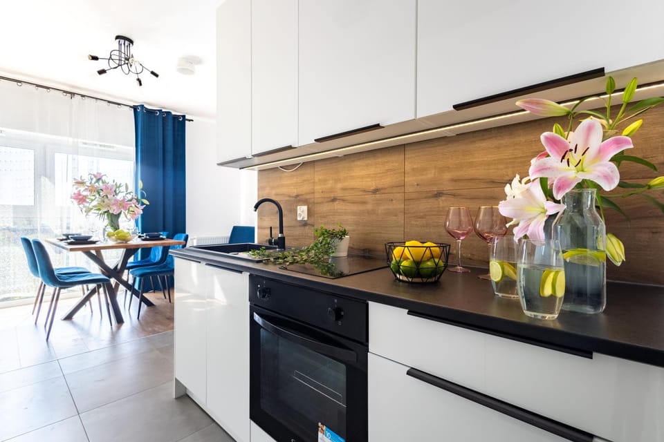 Kitchen or kitchenette, stove