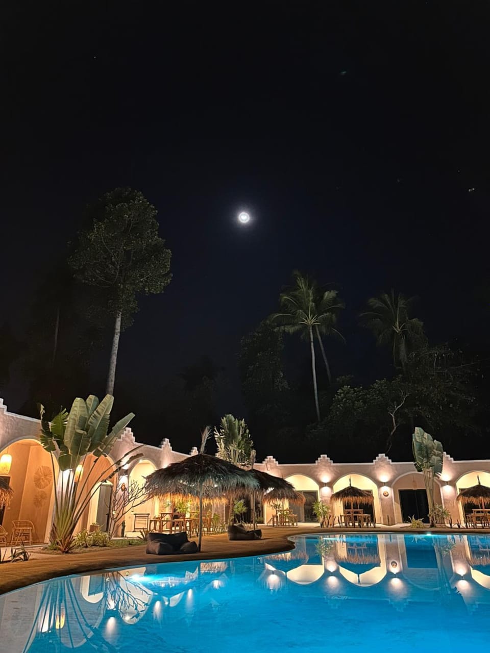 Night, Pool view, Swimming pool