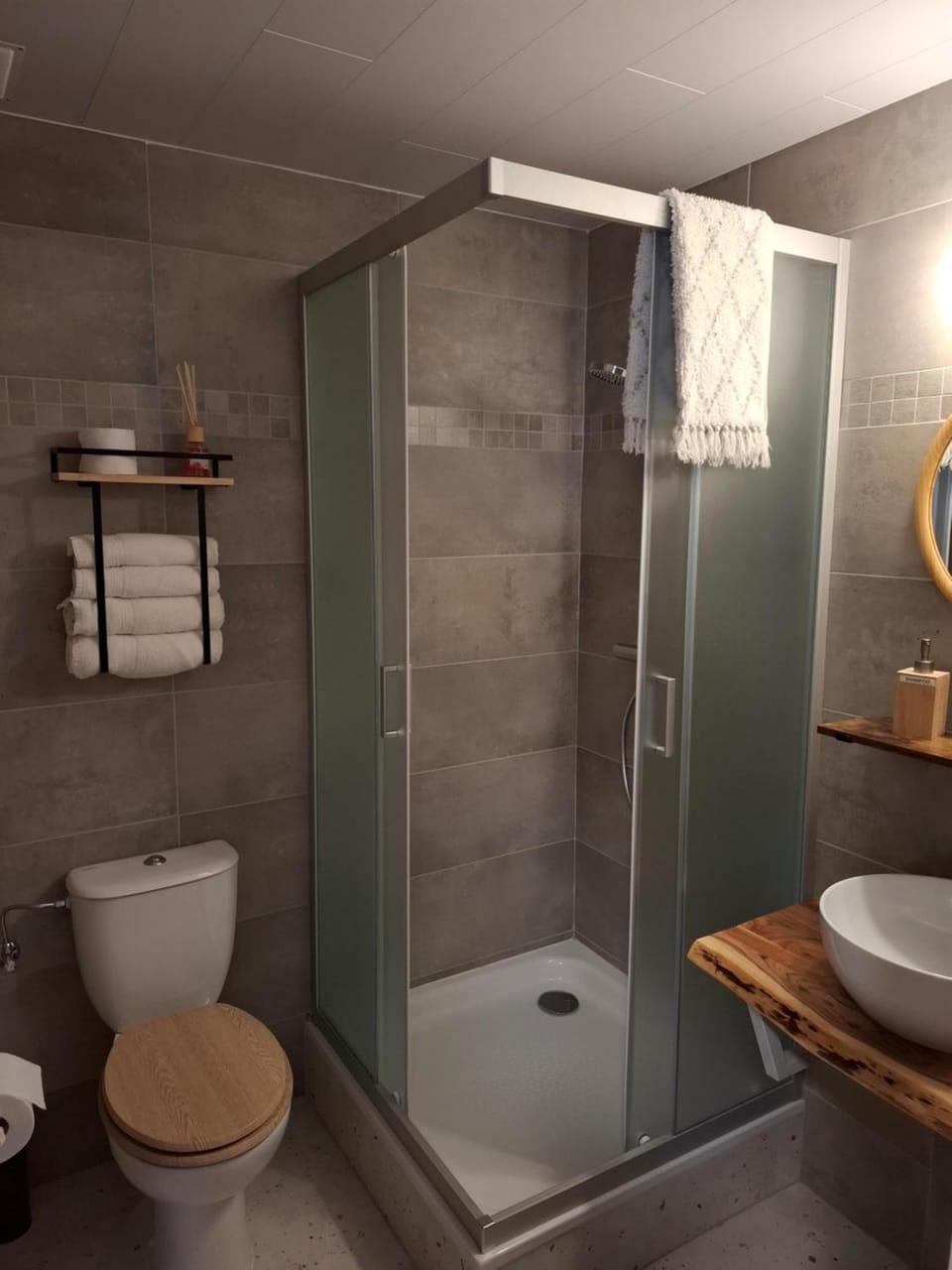Shower, Toilet, Bathroom, towels