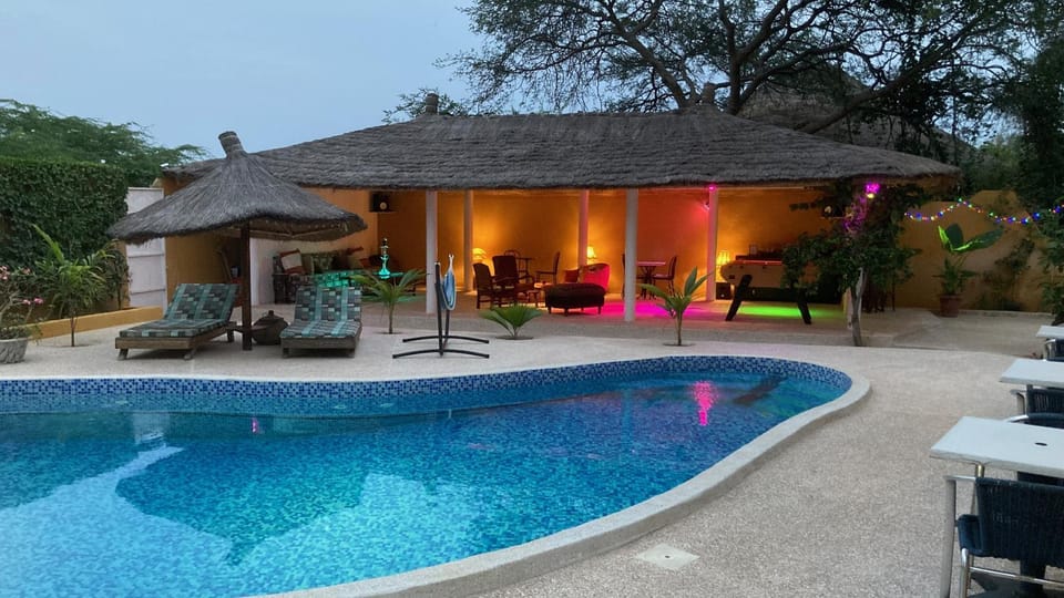 Swimming pool, sunbed