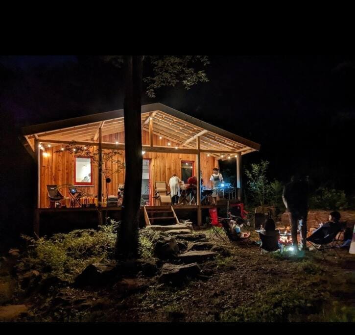 Property building, Patio, Night, Garden, Garden view