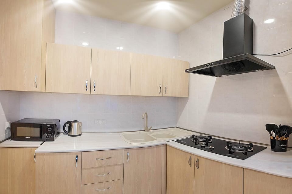 Kitchen or kitchenette, minibar, stove