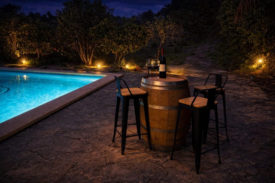 Night, Pool view, Swimming pool