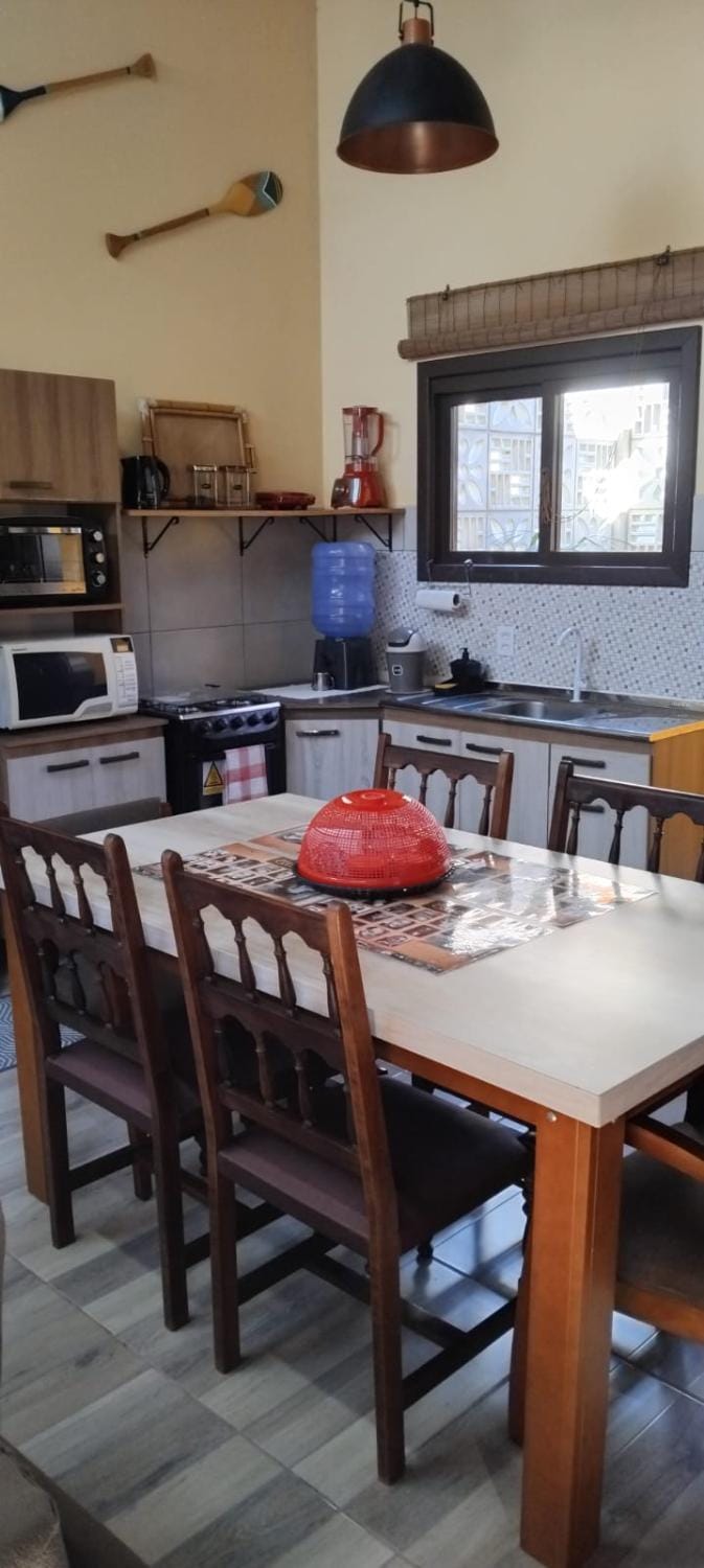 Kitchen or kitchenette, Dining area, microwave, oven, stove, toaster