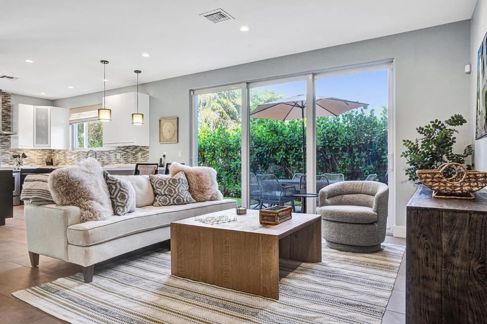 Living room, Seating area, Pool view, Swimming pool