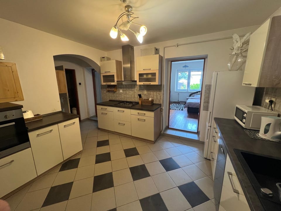 Kitchen or kitchenette, dishwasher, oven, stove