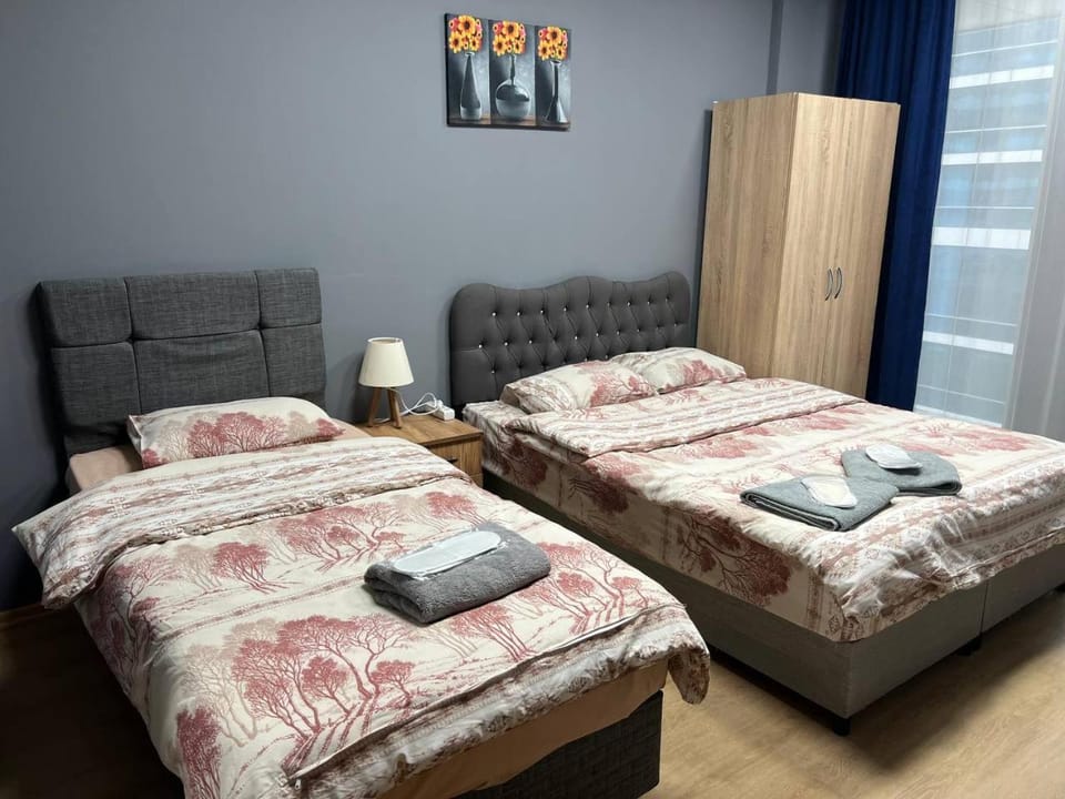 Bed, Bedroom, towels, wardrobe