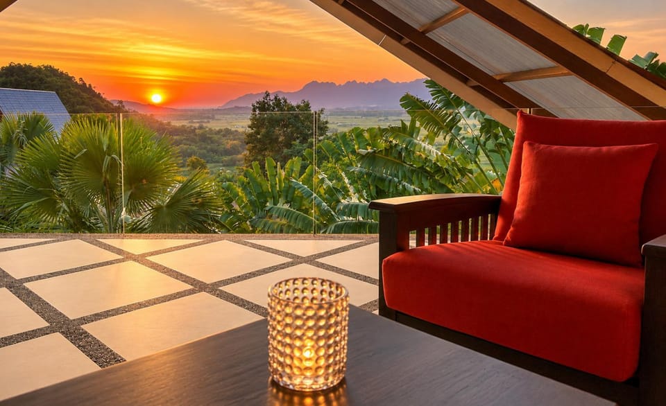 Natural landscape, Living room, Mountain view, Sunset