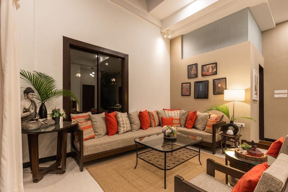 Night, Living room, Seating area