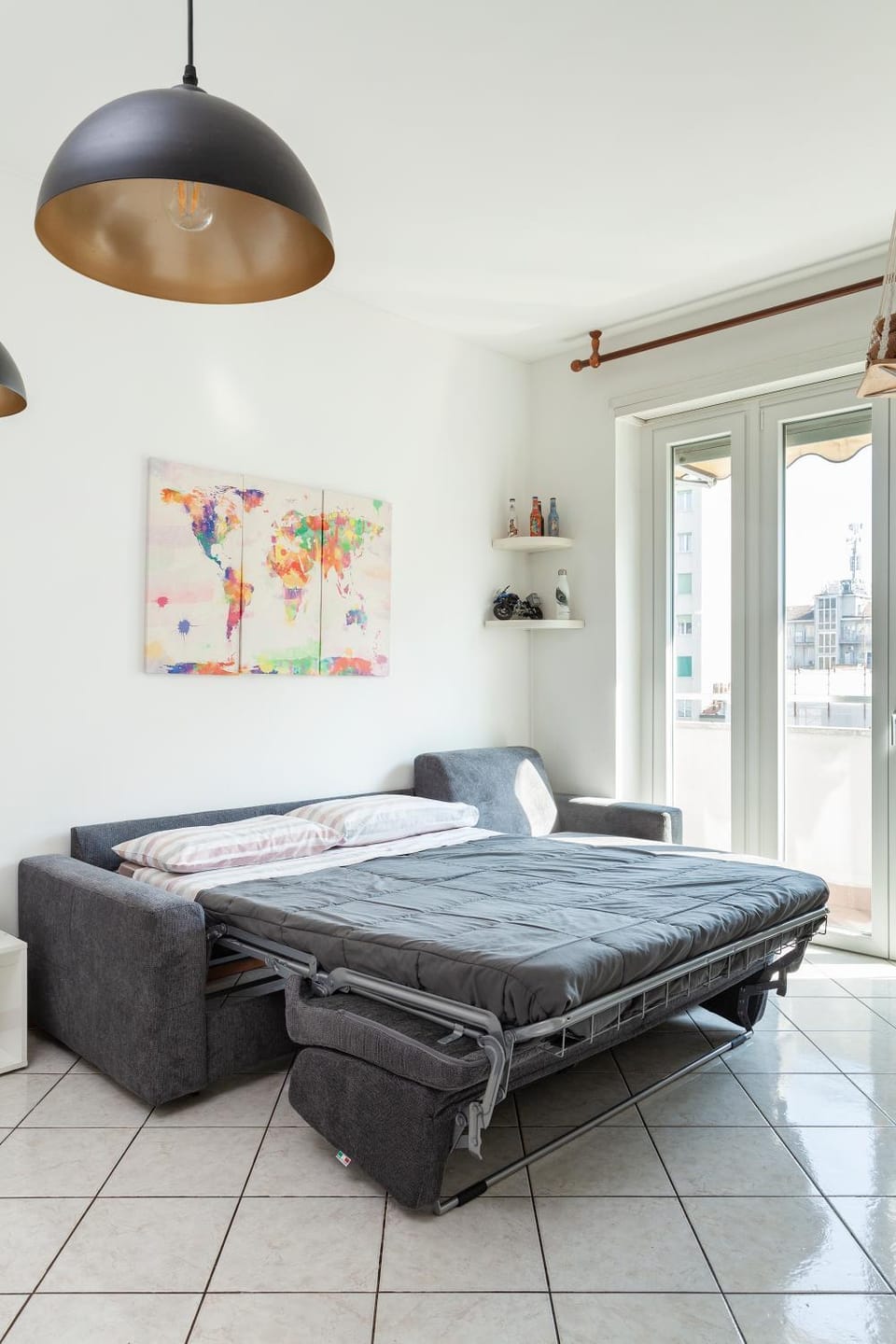Bed, Living room, Seating area