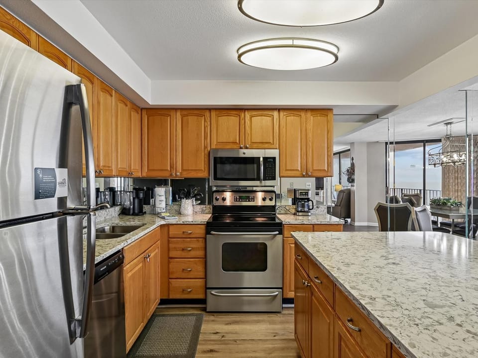 Seating area, Sea view, microwave, oven, stove, kitchen