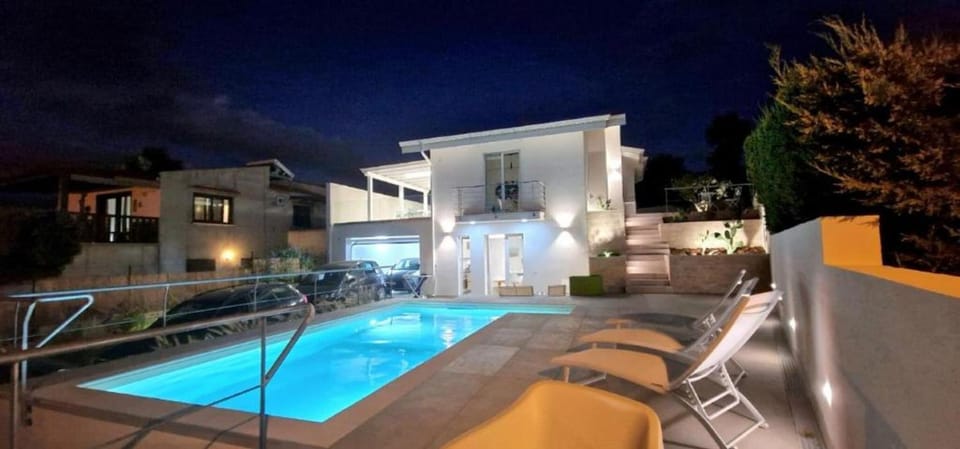 Property building, Living room, Swimming pool
