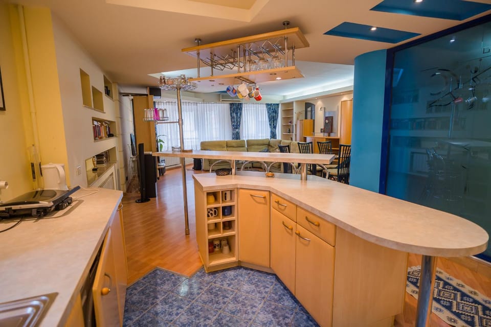 Kitchen or kitchenette, stove