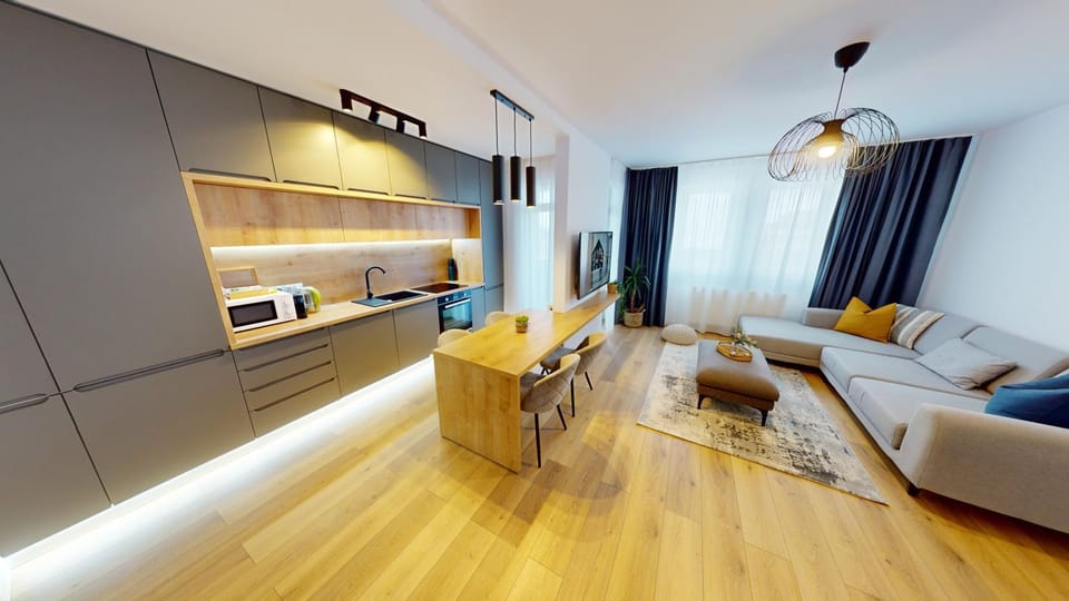 Kitchen or kitchenette, Living room, Dining area