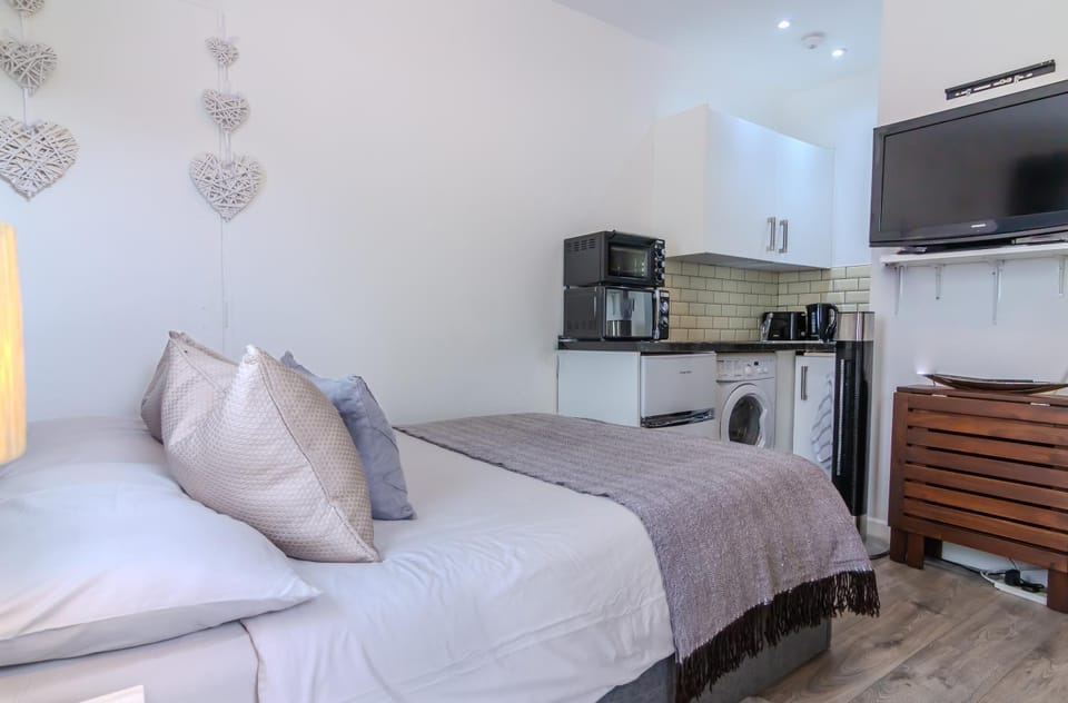 Bed, TV and multimedia, Coffee/tea facilities, Kitchen or kitchenette, Photo of the whole room, Bedroom, oven, stove, toaster