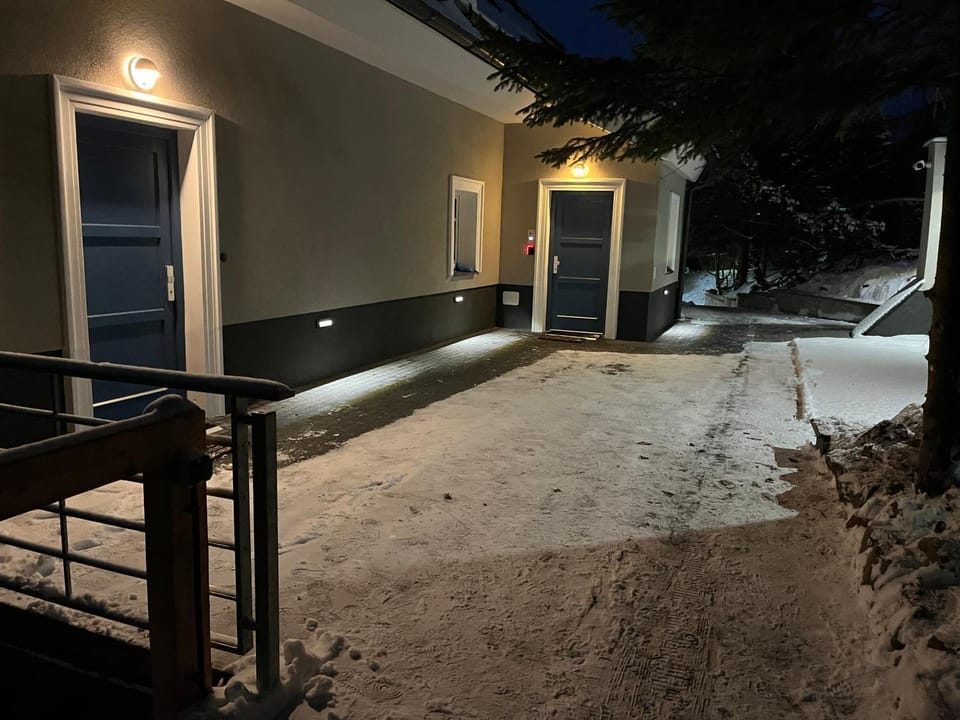 Property building, Night, Winter