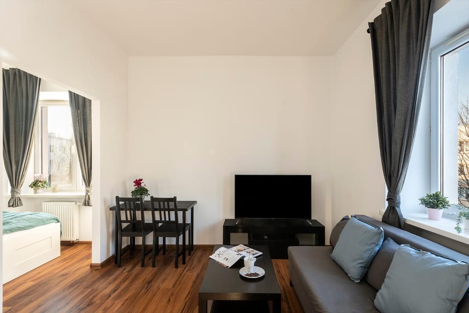 Bed, TV and multimedia, Living room, Photo of the whole room, Seating area, Dining area