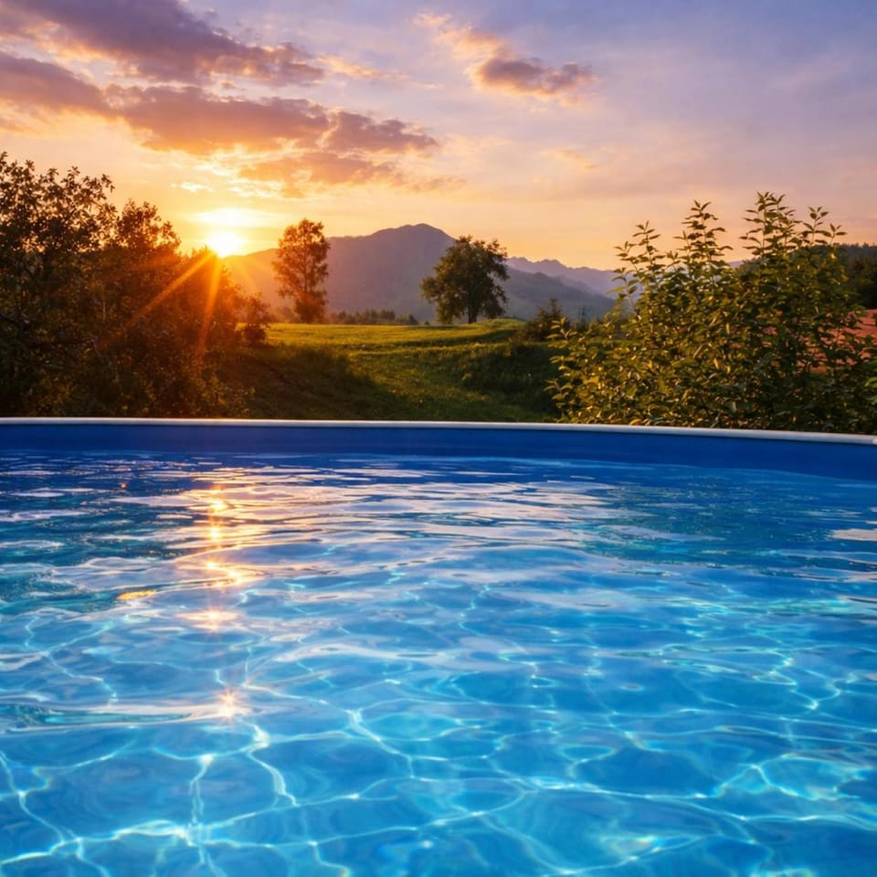 Nearby landmark, Day, Natural landscape, Mountain view, Pool view, Swimming pool, Sunrise, Sunset