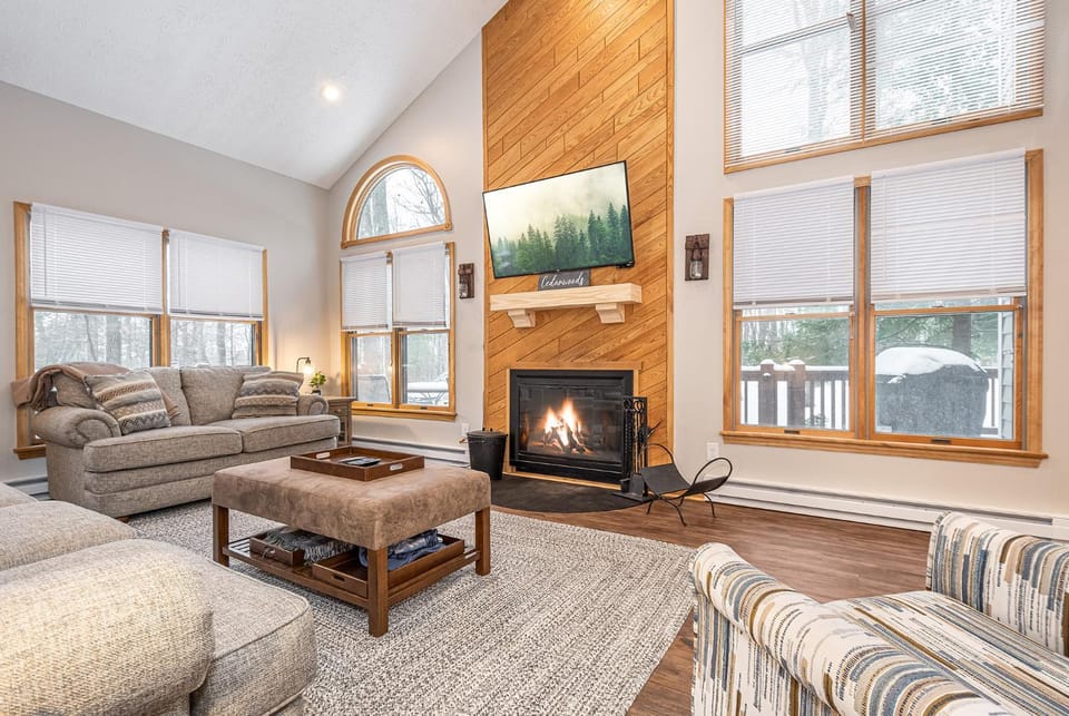 TV and multimedia, Living room, Seating area, Garden view, fireplace, furniture, heating