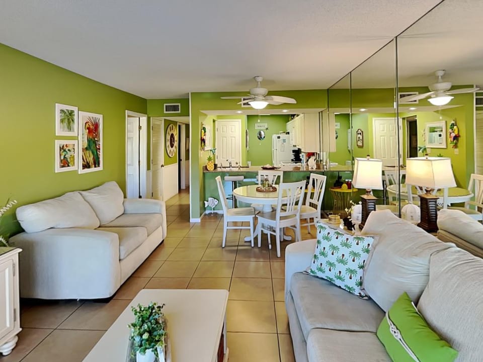 Kitchen or kitchenette, Living room, Seating area, Dining area, furniture, air conditioner