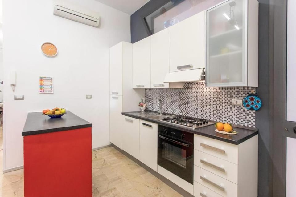Kitchen or kitchenette, stove