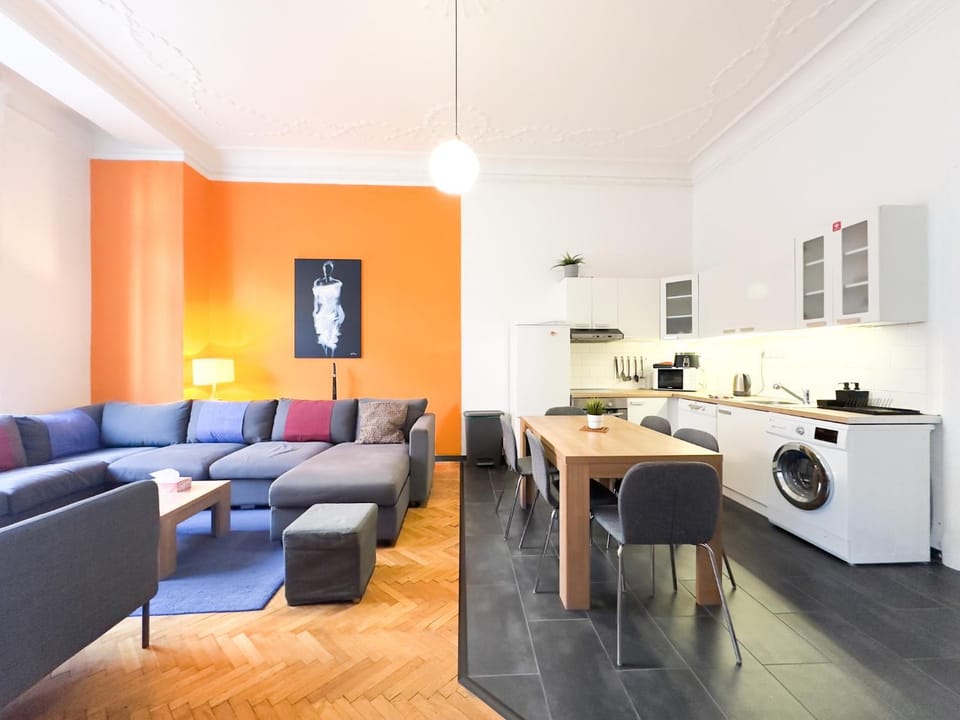 Living room, kitchen