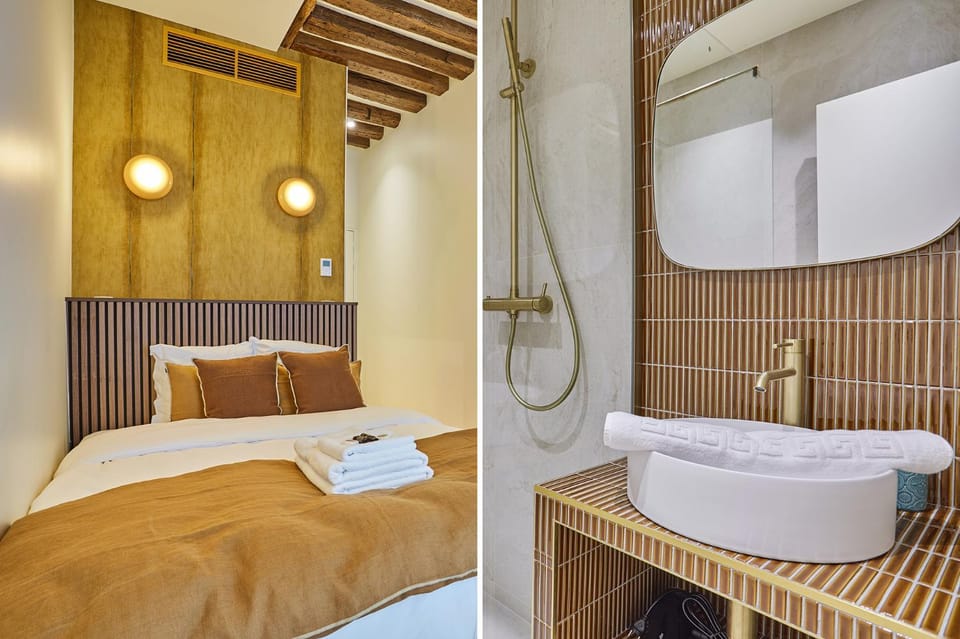 Shower, Bed, Bathroom