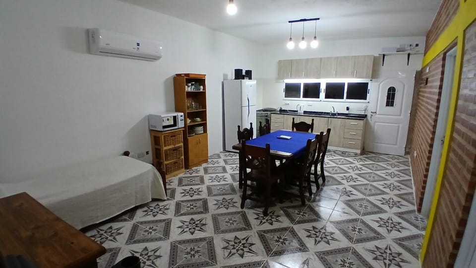 Kitchen or kitchenette, oven, stove, air conditioner