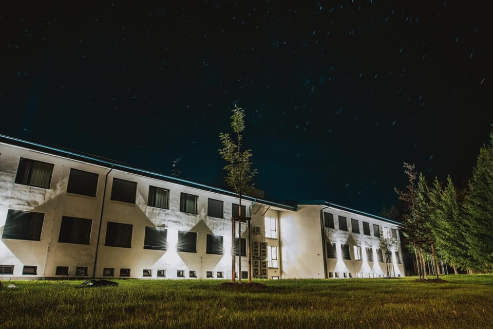 Property building, Night, Garden, Garden view