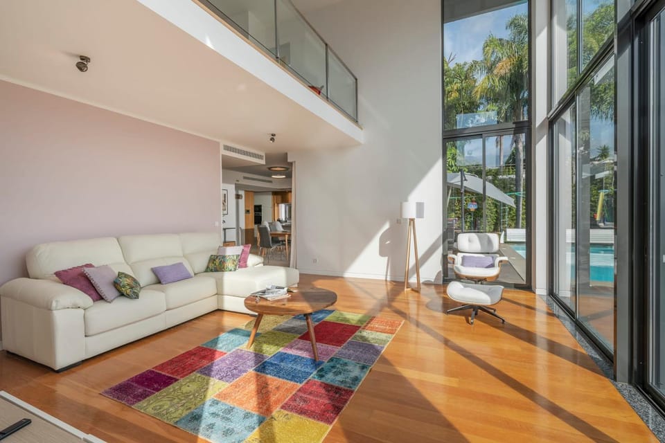 Living room, Seating area, Pool view, Swimming pool