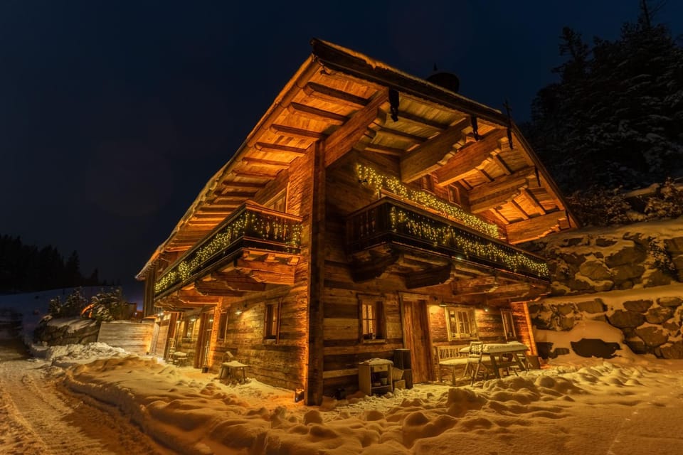 Property building, Night, Winter
